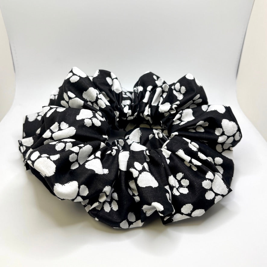 Black and White Paw Print Scrunchie Enchanted Scrunch