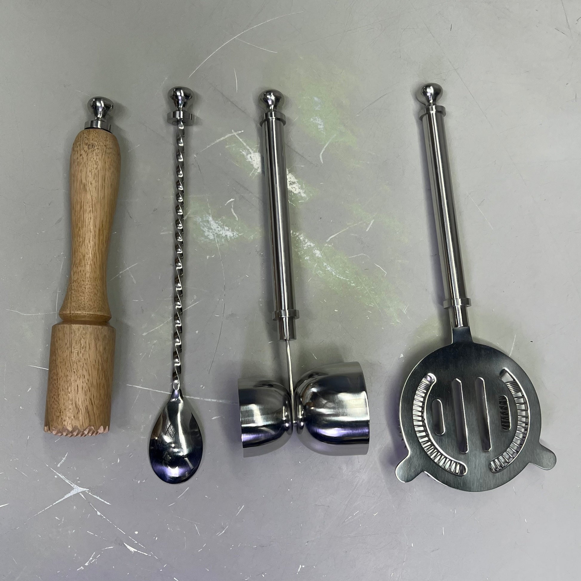 CREATIVE CO-OP Stainless Steel & Mango Wood Bar Tools w/ Stand Set of 5 DG0238 PayWut