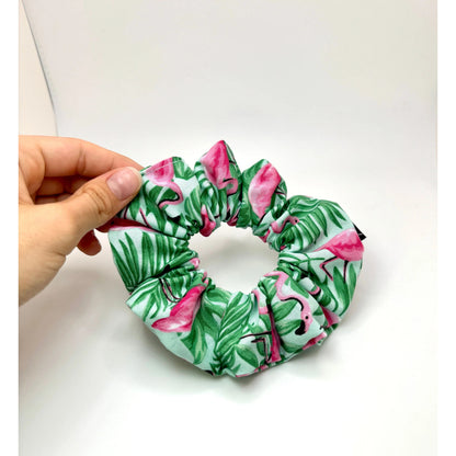 Mini Palm Leaf Flamingos Summer Scrunchie Enchanted Scrunch