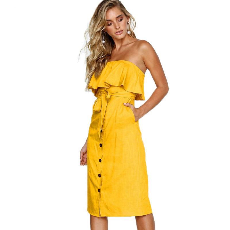 Summer Sun Strapless Button-Down Dress Country in My Heart