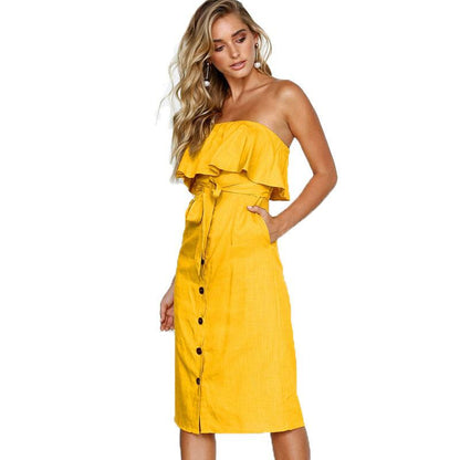 Summer Sun Strapless Button-Down Dress Country in My Heart