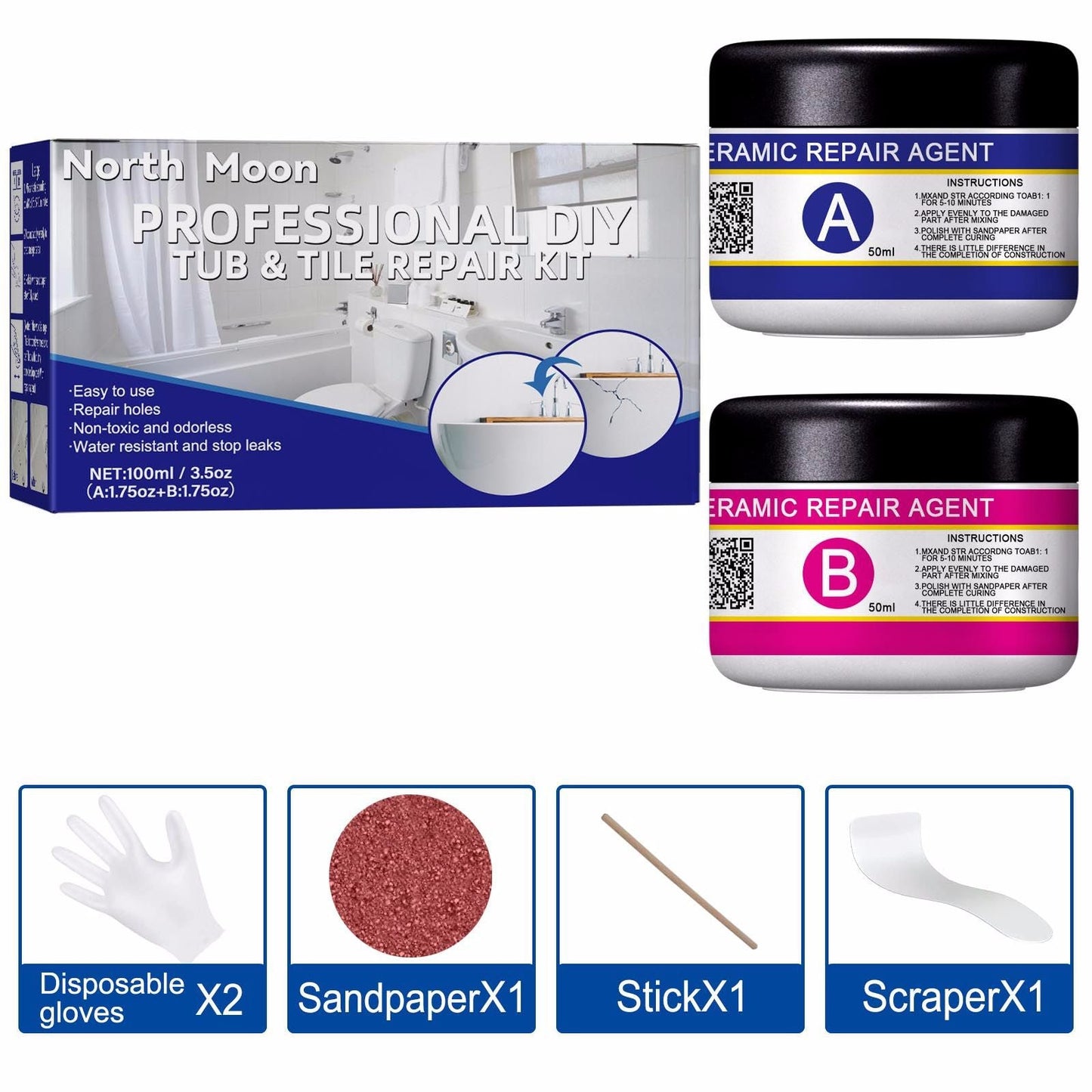 North Moon Ceramic Floor Tile Repair Agent Household Ceramic Compensator AB Glue