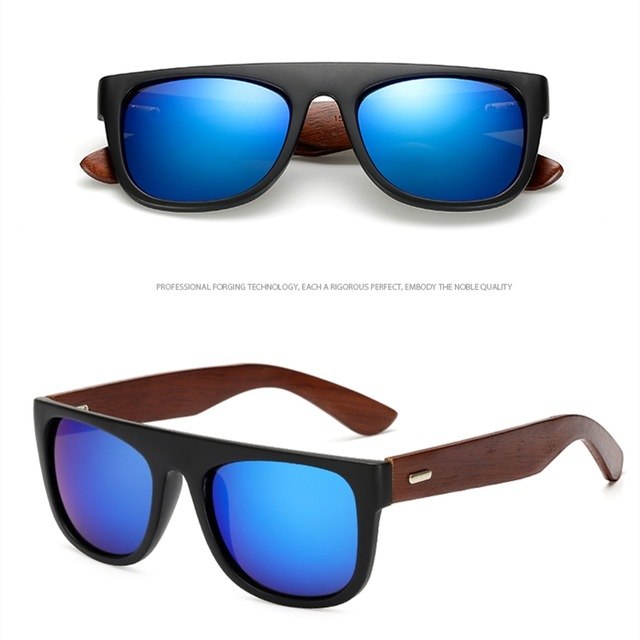 Bamboo Wooden Arms Sunglasses Men Women Black Sunglass FitiqueFit