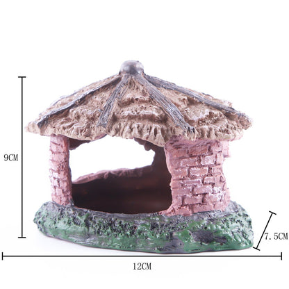 Water grass landscaping fish tank skull reptile pet shelter resin ornaments