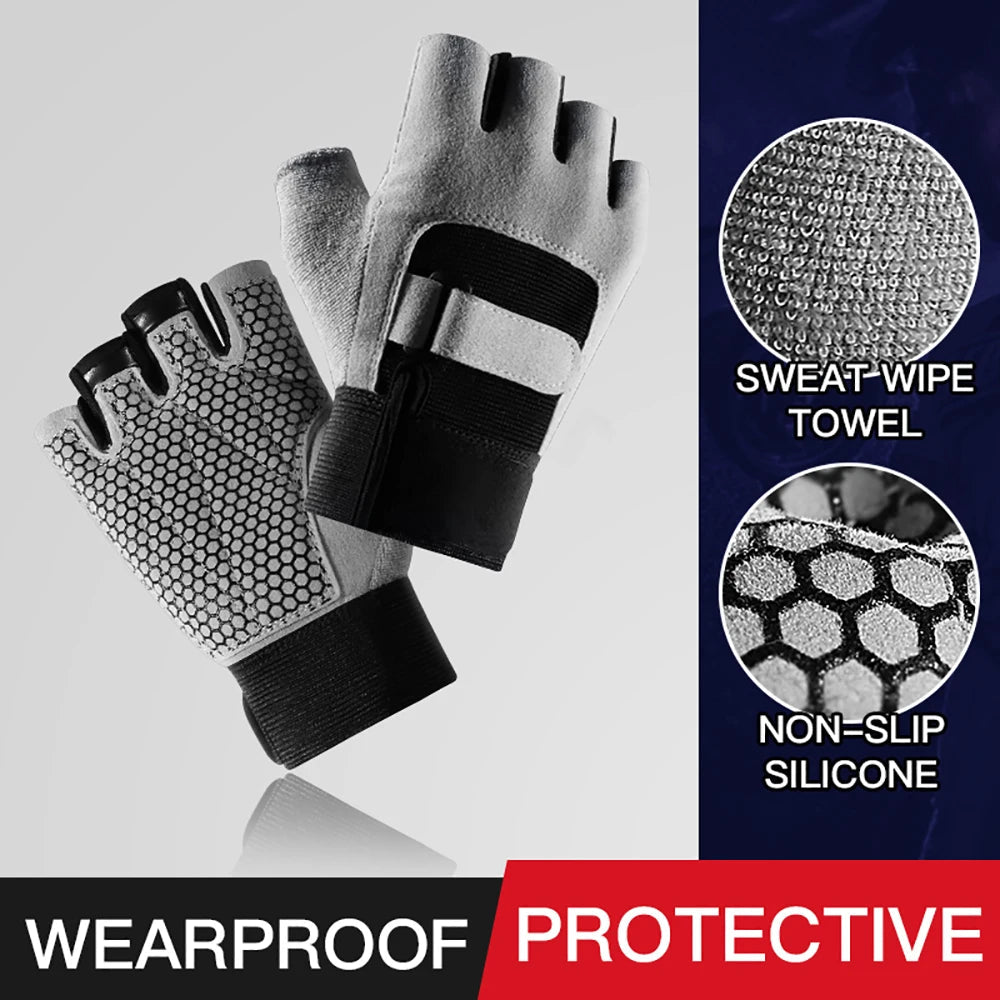 Men's and women's weightlifting equipment sports gloves, outdoor cycling training half finger anti slip shock-absorbing gloves