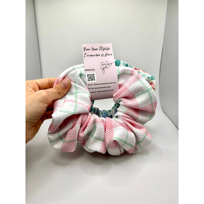 Blue Floral & Pink Gingham Scrunchie Set Enchanted Scrunch