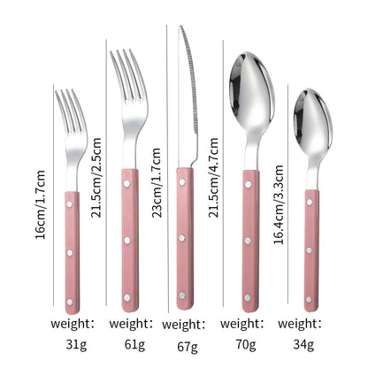 French Rivet ABS Handle Hotel Western Tableware Steak Knife Butter Knife Set