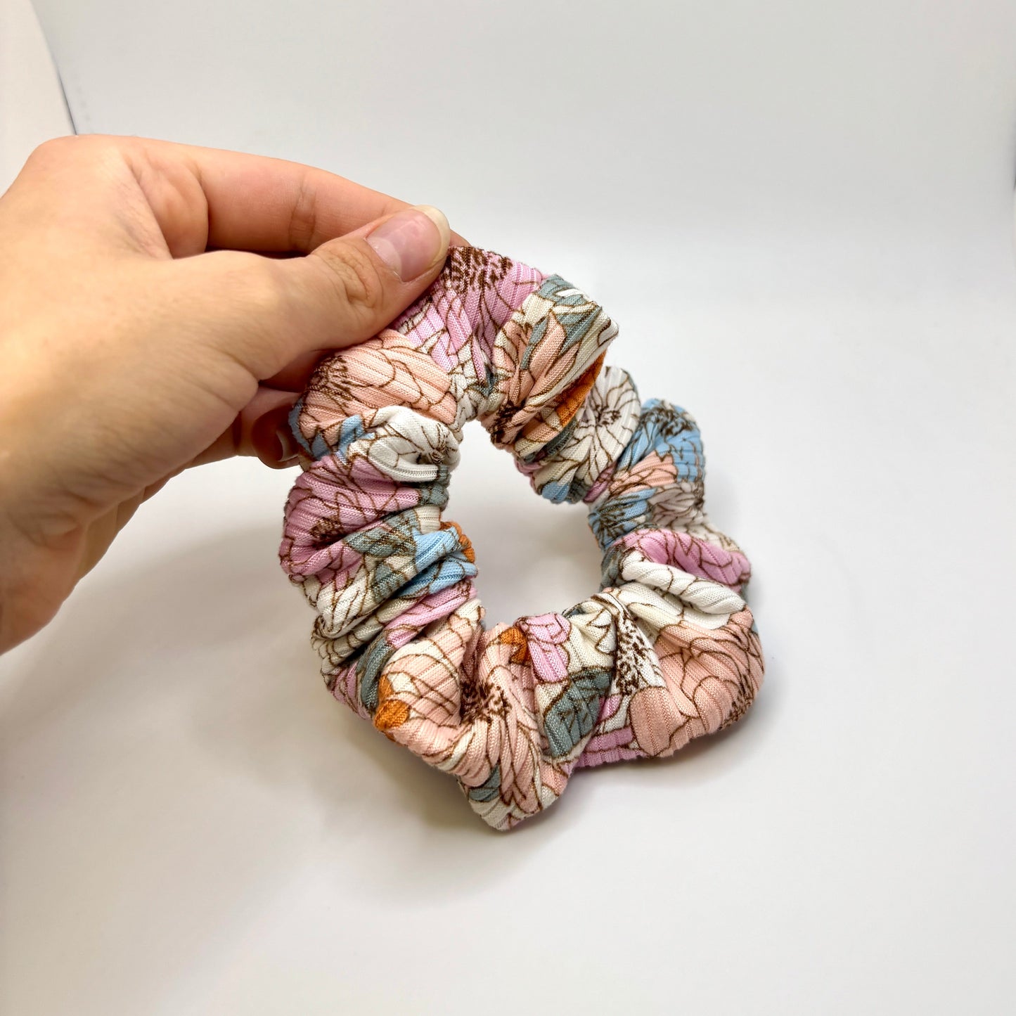 Mini Colorful Flowers Ribbed Scrunchie Enchanted Scrunch