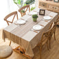 90*90 cm Plaid Decorative Linen Tablecloth With Tassel Waterproof Oilproof Thick Rectangular Wedding Dining Table Cover Tea Table Cloth