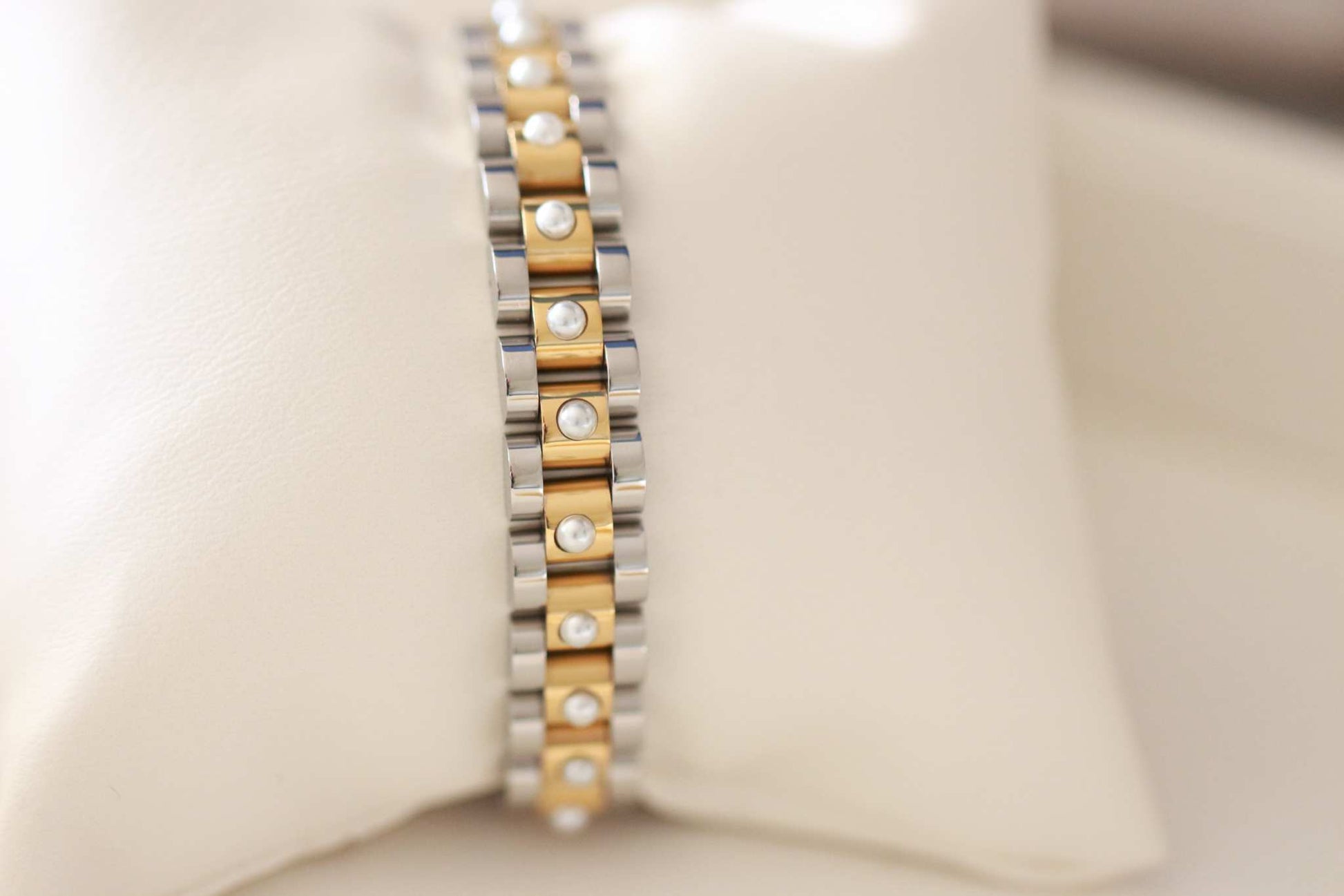 Mixed Metal Band Bracelet with Pearls ~ Deep South Originals Deep South Originals