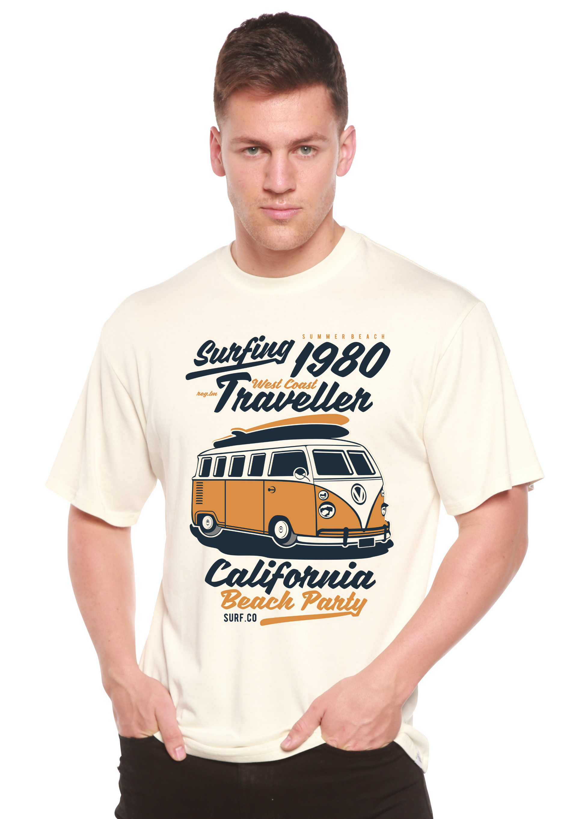Surfing 1980 Spun Bamboo® Men's Bamboo Viscose/Organic Cotton Short Sleeve Graphic T-Shirt Spun Bamboo
