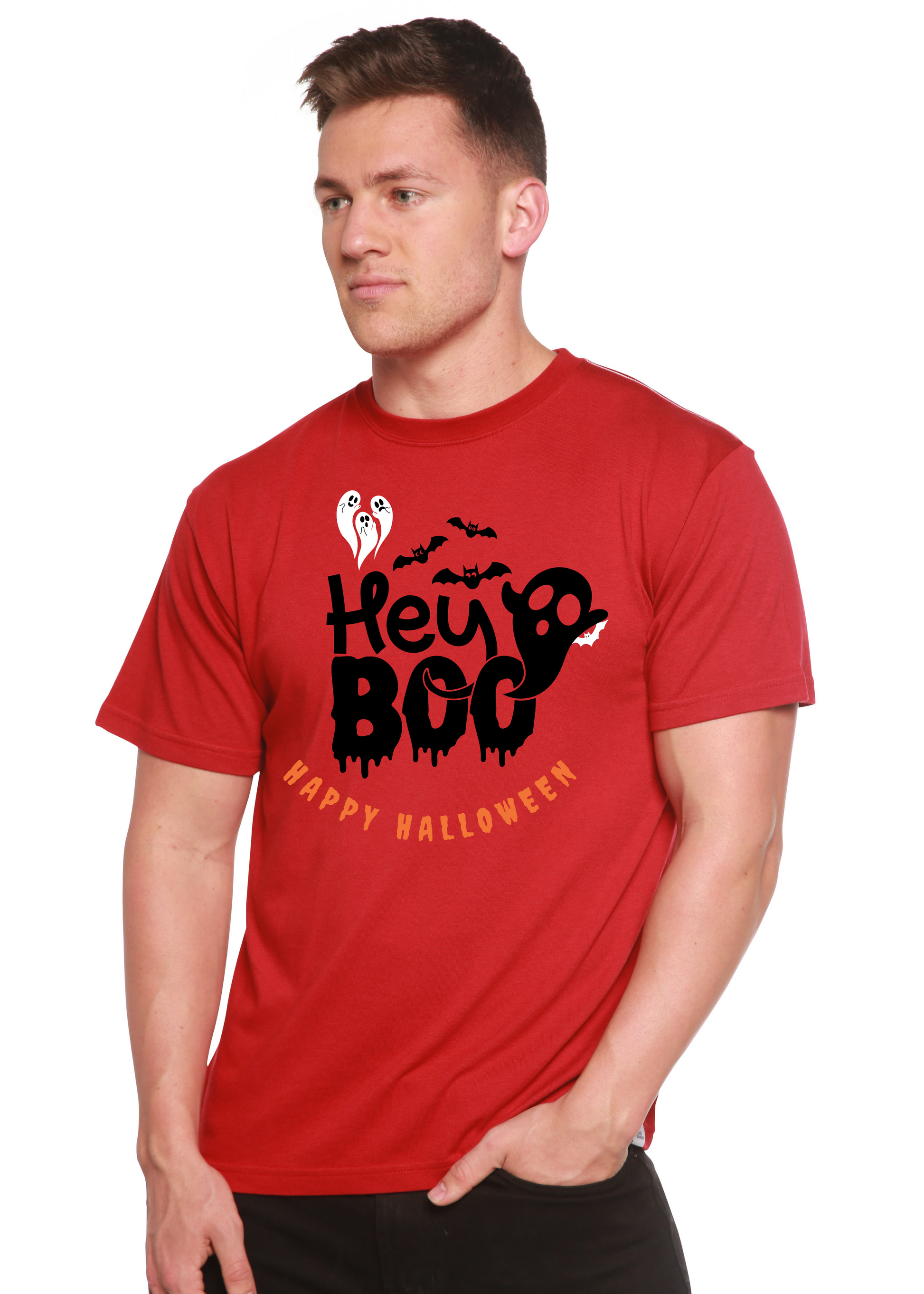 Hey Boo Men's Bamboo Viscose/Organic Cotton Short Sleeve Graphic T-Shirt Spun Bamboo