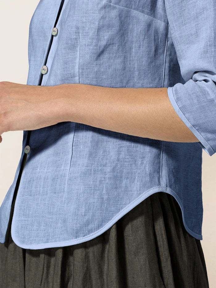 100% Linen Hand Button Fitted Jacket AMELIA LINTICO
