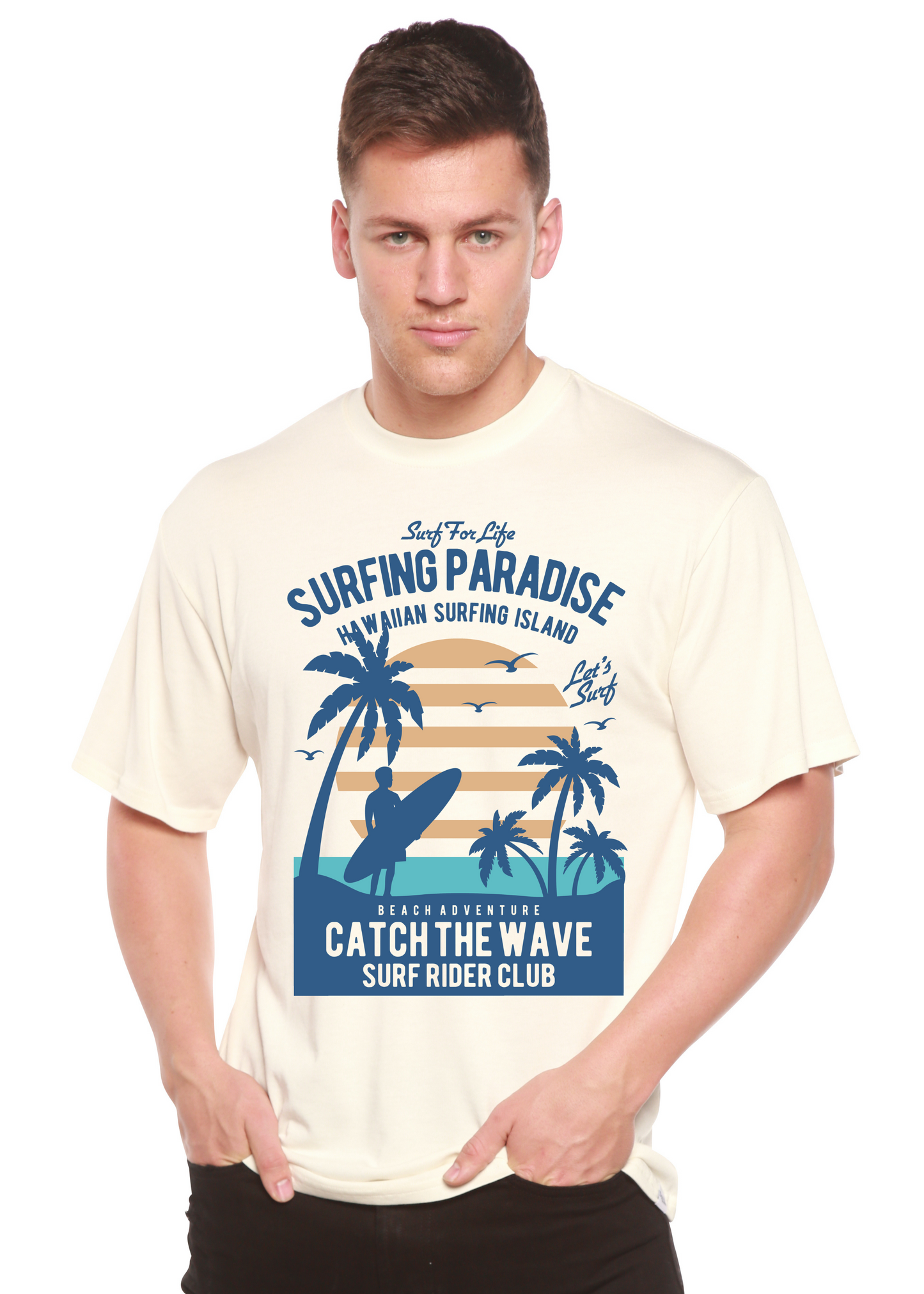 Surfing Paradis Spun Bamboo® Men's Bamboo Viscose/Organic Cotton Short Sleeve Graphic T-Shirt Spun Bamboo