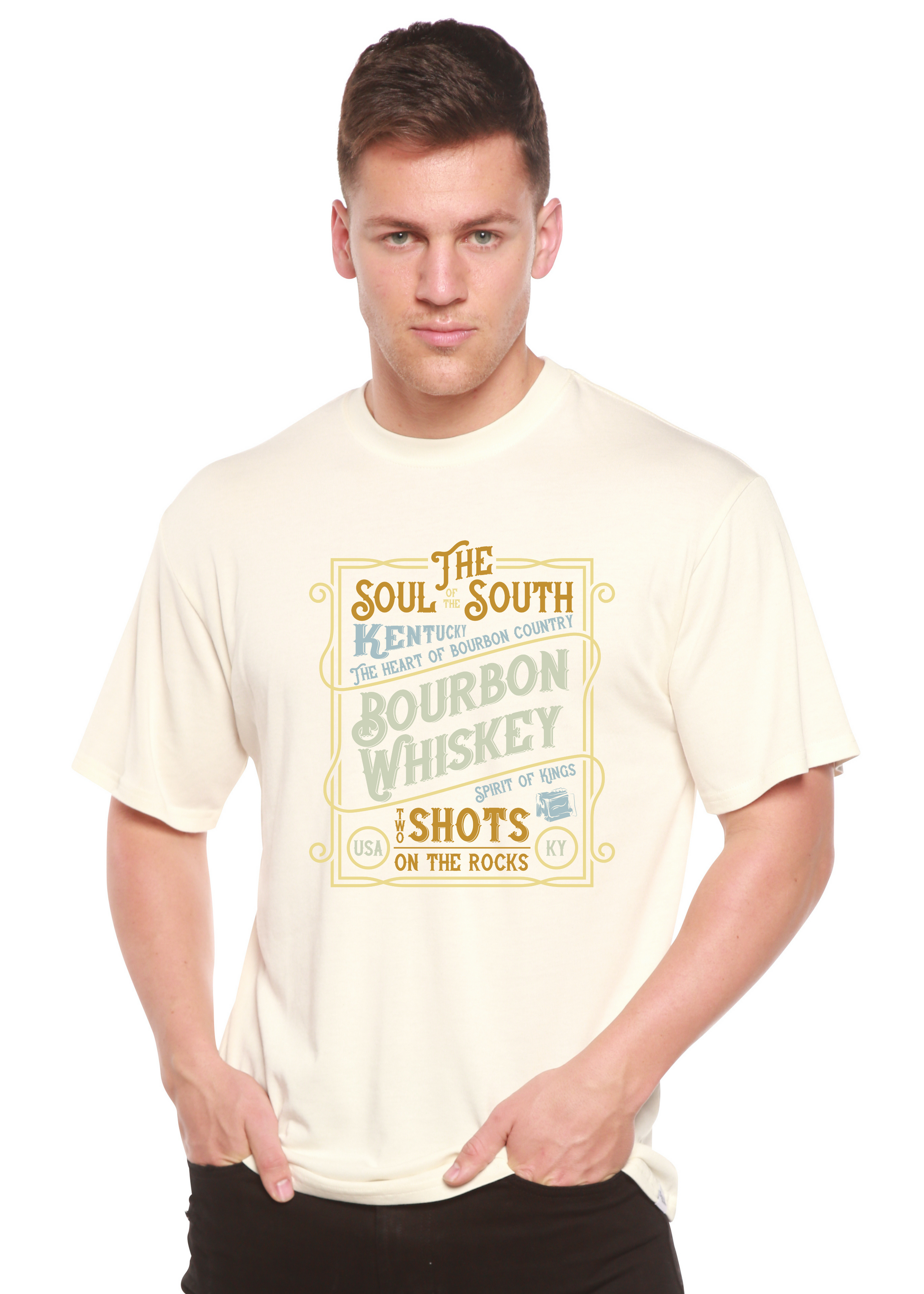 Bourbon Whiskey Men's Bamboo Viscose/Organic Cotton Short Sleeve Graphic T-Shirt Spun Bamboo