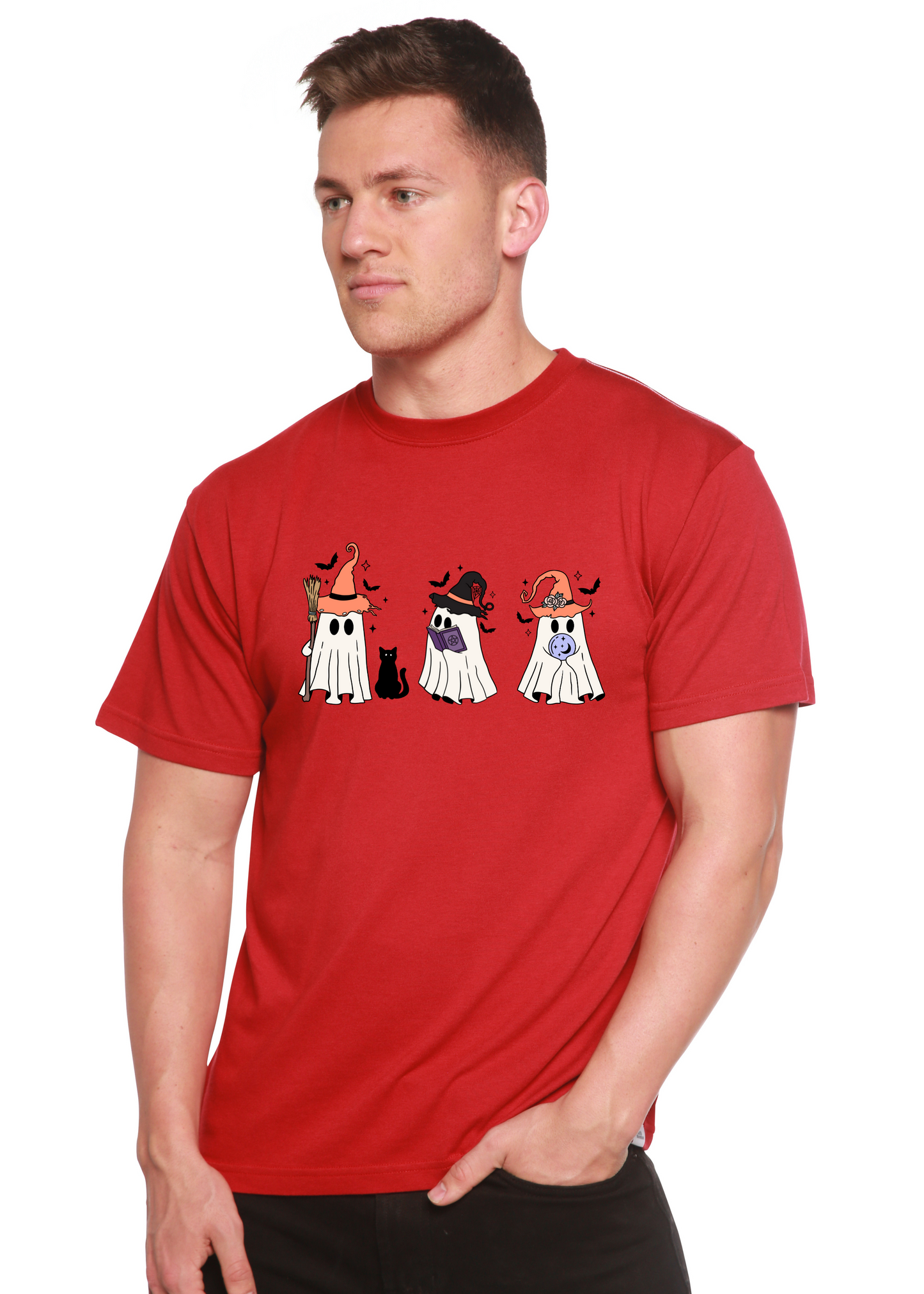 Halloween Boo Men's Bamboo Viscose/Organic Cotton Short Sleeve Graphic T-Shirt Spun Bamboo