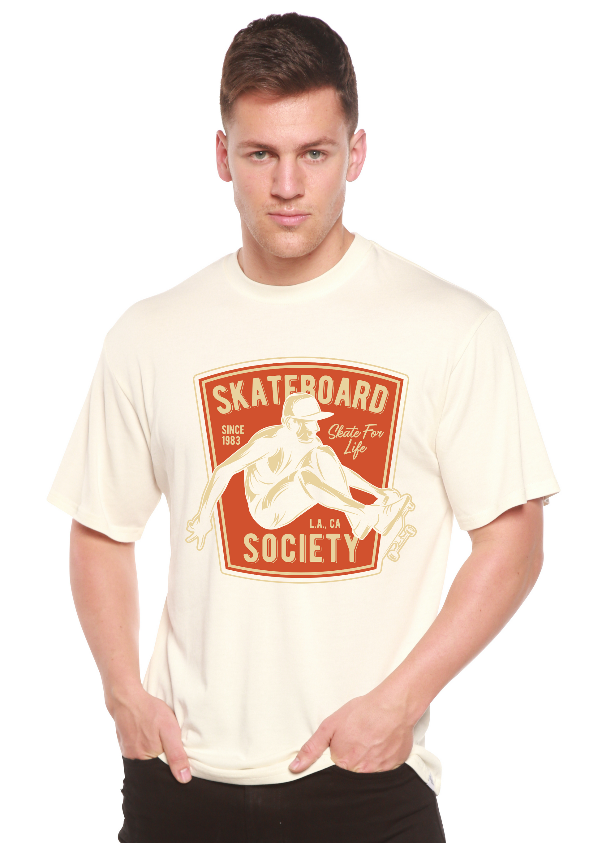 Skateboard Society Men's Bamboo Viscose/Organic Cotton Short Sleeve Graphic T-Shirt Spun Bamboo