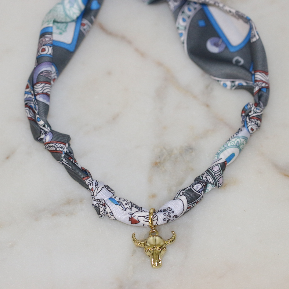 No Bull in Gray Scarf Necklace Deep South Originals