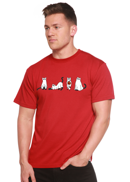 Halloween Cats Men's Bamboo Viscose/Organic Cotton Short Sleeve Graphic T-Shirt Spun Bamboo