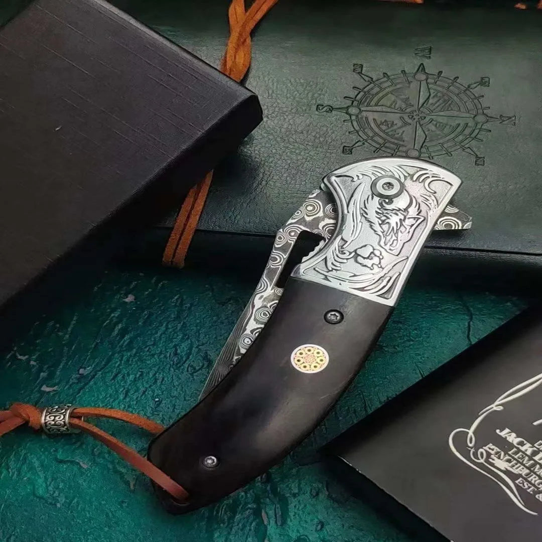 Damascus Steel Folding Knife ViralGalleria.com