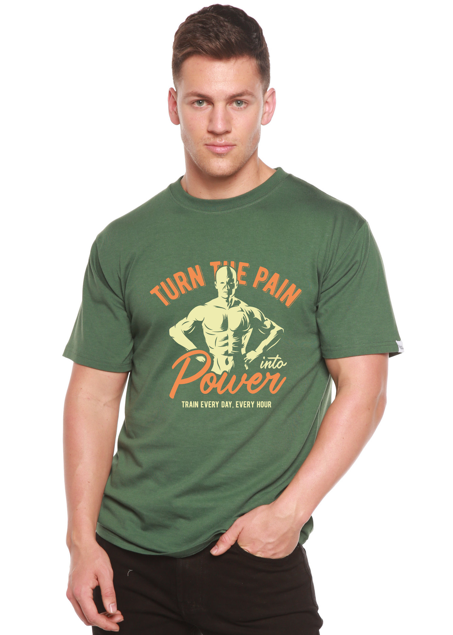 Turn The Pain Men's Bamboo Viscose/Organic Cotton Short Sleeve Graphic T-Shirt Spun Bamboo