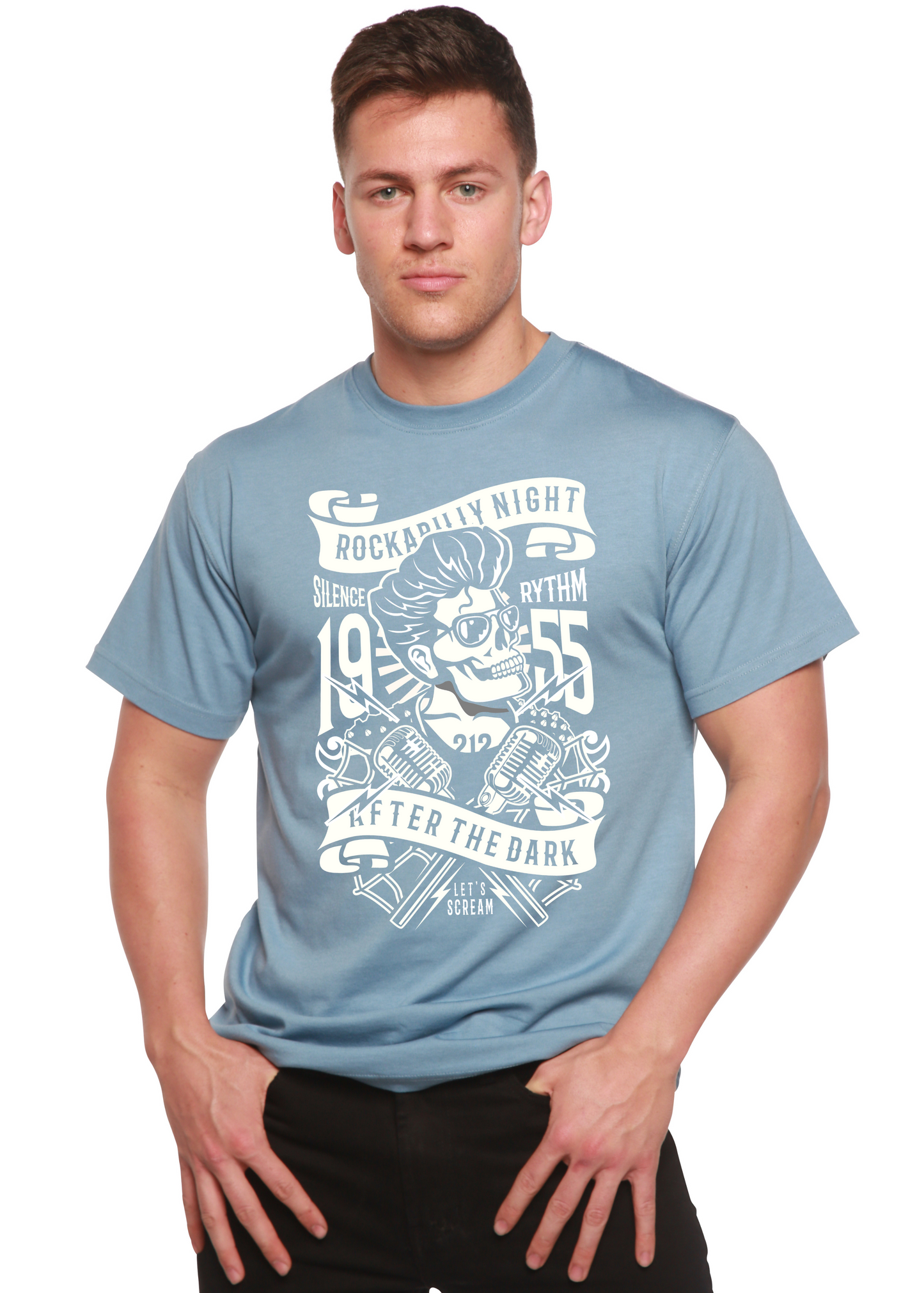 Rockabilly Night Spun Bamboo® Men's Bamboo Viscose/Organic Cotton Short Sleeve Graphic T-Shirt Spun Bamboo
