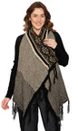 Women's Fringed Jacquard Weave Open Front Long Cardigan