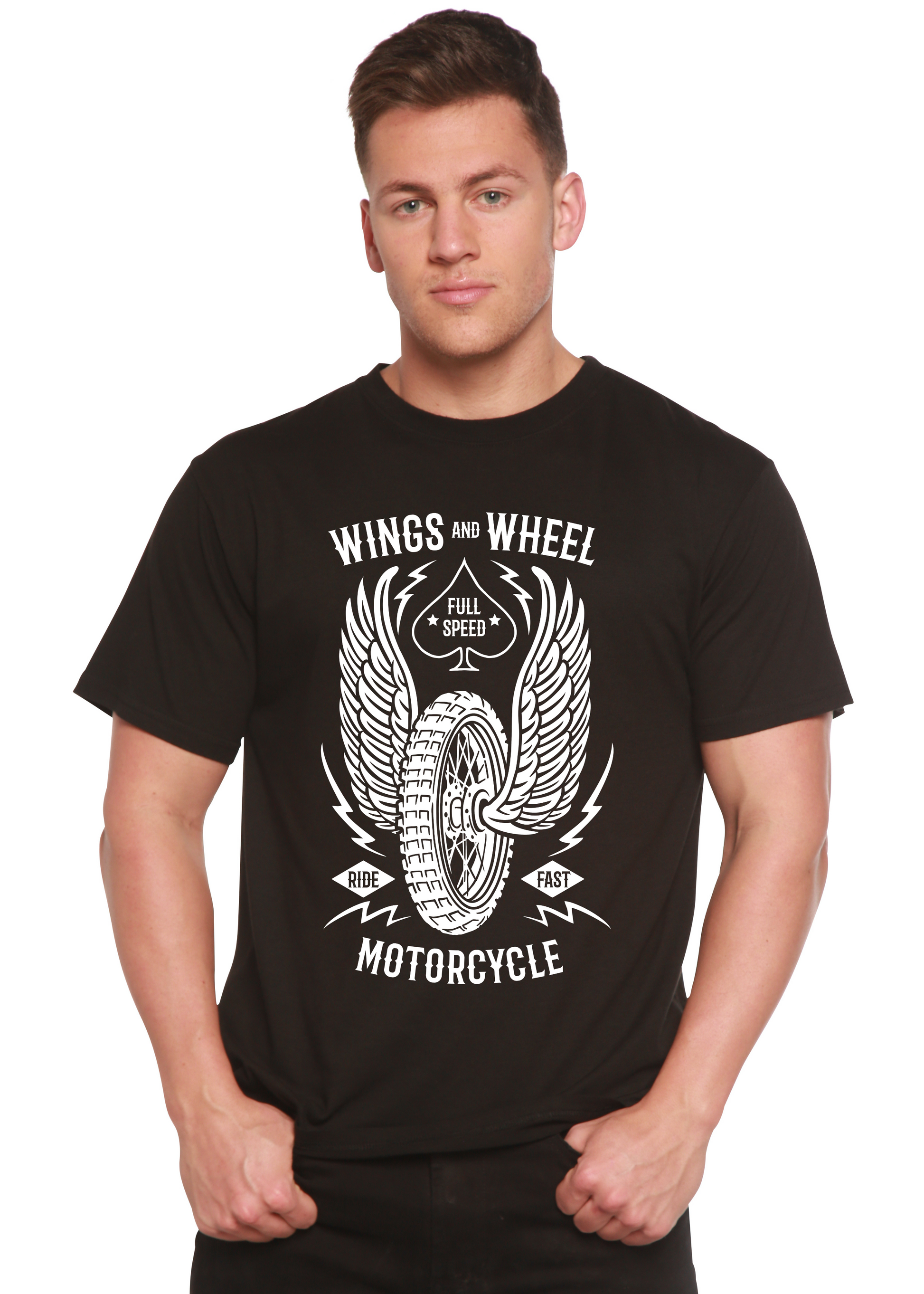 Wings And Wheel Spun Bamboo® Men's Bamboo Viscose/Organic Cotton Short Sleeve Graphic T-Shirt Spun Bamboo