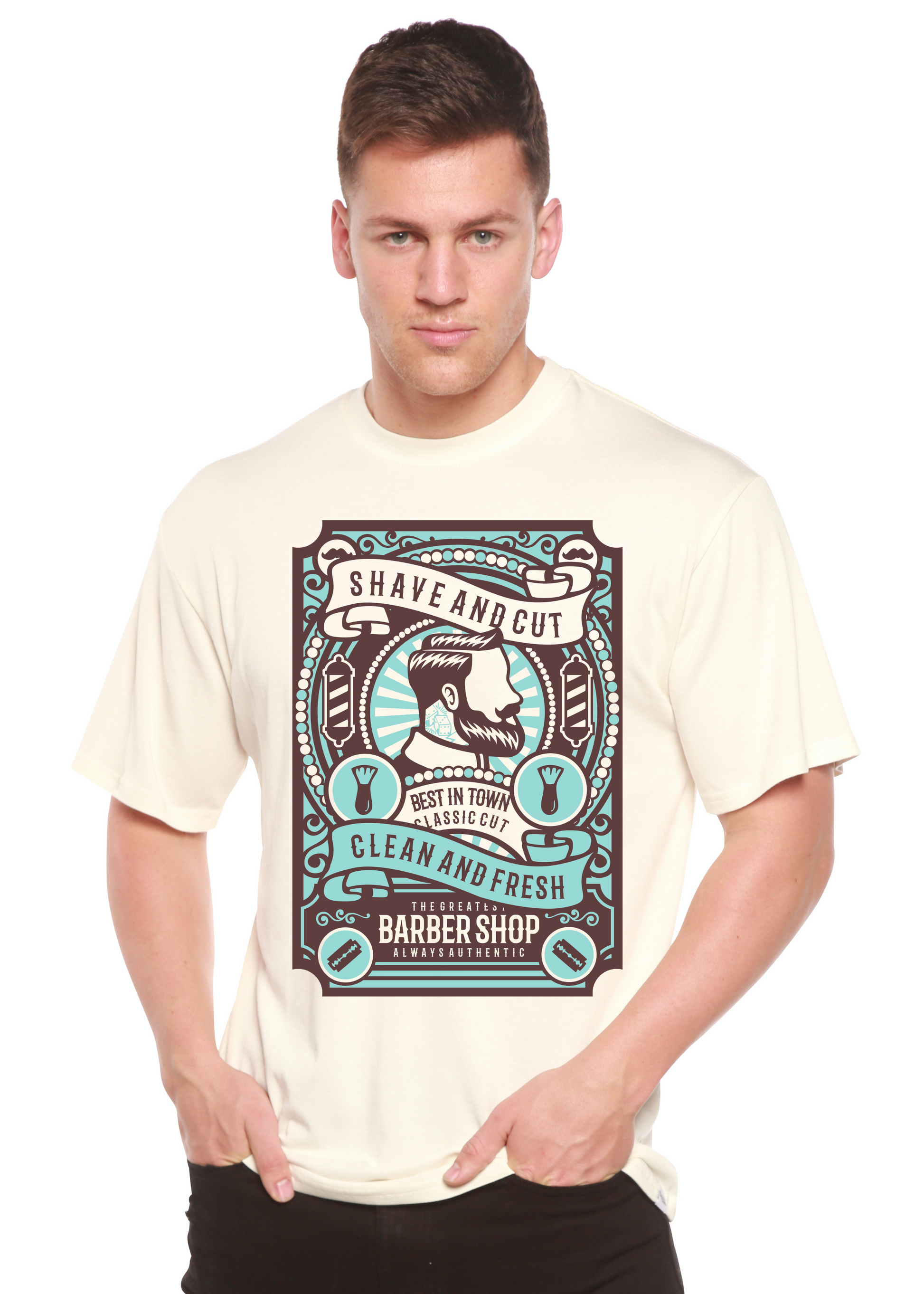 Shave and Cut Spun Bamboo® Men's Bamboo Viscose/Organic Cotton Short Sleeve Graphic T-Shirt Spun Bamboo
