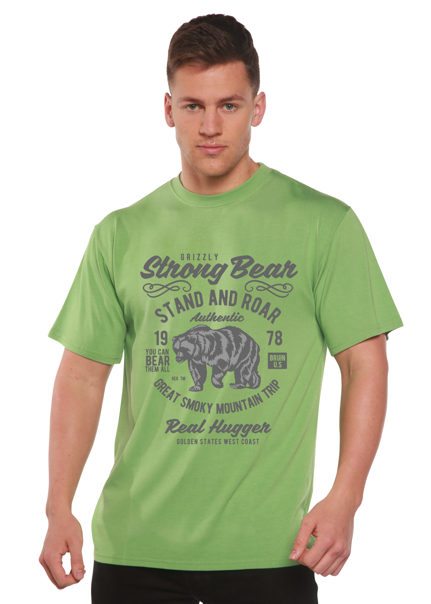 Strong Bear Spun Bamboo® Men's Bamboo Viscose/Organic Cotton Short Sleeve Graphic T-Shirt Spun Bamboo