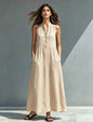 Women's Stand-Collar A-Line Maxi Dress – Resort & Vacation Style FitiqueFit