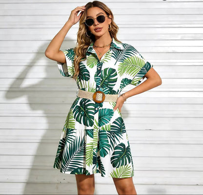 Women’s Belted Short Sleeve Midi Dress FitiqueFit