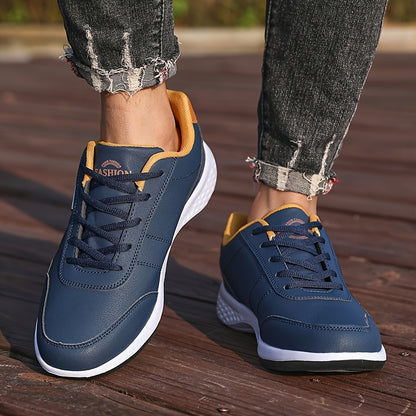 VanWeir Lightweight Men'S Shoes | Navy Blue/White, Lace-up sneakers with MD/TPR Sole, Breathable Fabric Lining for Outdoor, Hiking & Casual Wear NovaCart
