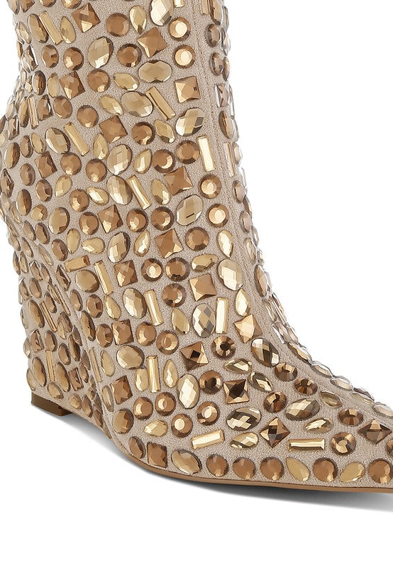 Trend Titan Diamante Slim Wedge Heel Boots Shop Style & More | Fresh Looks, Everyday Deals & Free Shipping