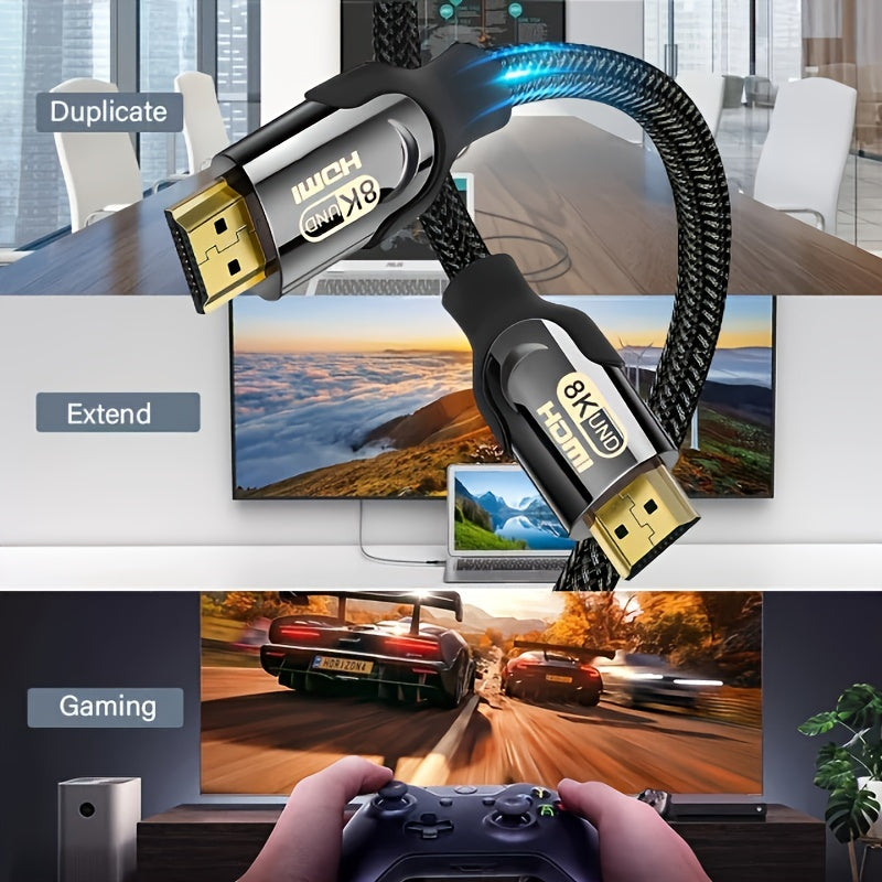 8K Ultra High Speed HDTV 2.1 Cable | Supports 8K 60Hz, 4K 120Hz, Flat Category 6a Ethernet, Male to Male Connector - I-ZCLIVE NovaCart