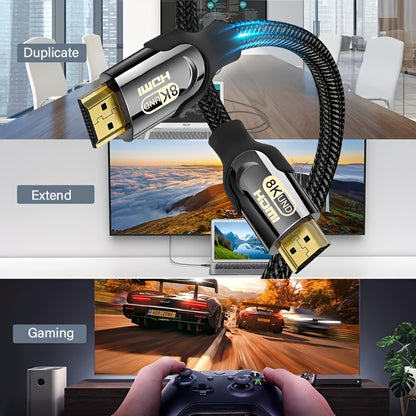 8K Ultra High Speed HDTV 2.1 Cable | Supports 8K 60Hz, 4K 120Hz, Flat Category 6a Ethernet, Male to Male Connector - I-ZCLIVE NovaCart