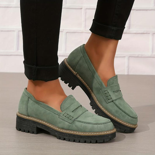 Thick-Sole Solid Color Loafers Women | Trendy Chunky Flats FitiqueFit
