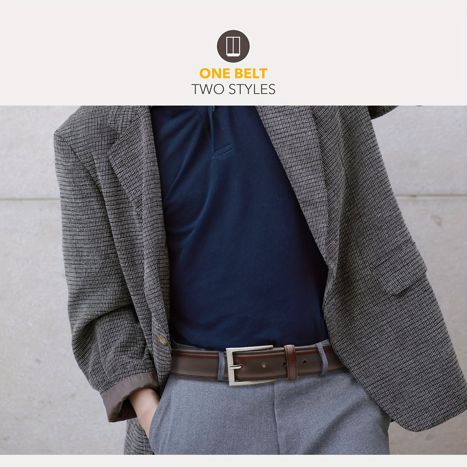 Men's Leather Belt, Fashion & Classic Casual Belt with Single Prong Buckle for Jeans, Pants, Work And Business, Gift for Dad & Husband NovaCart
