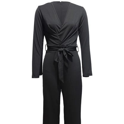 Ladies' Fashionable Slim Fit Sexy V-neck Long Sleeved Slimming Jumpsuit FitiqueFit