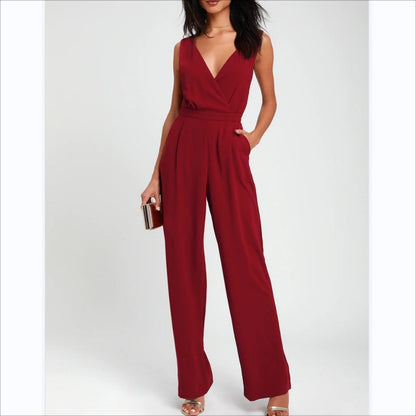 Women’s One-piece Trousers Lace Backless Deep V – High-Waisted Casual Outfit FitiqueFit