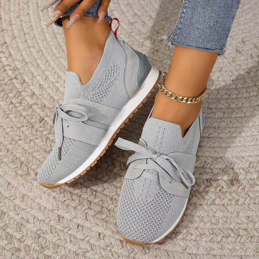 Women’s Lace‑Up Mesh Walking Flats FitiqueFit