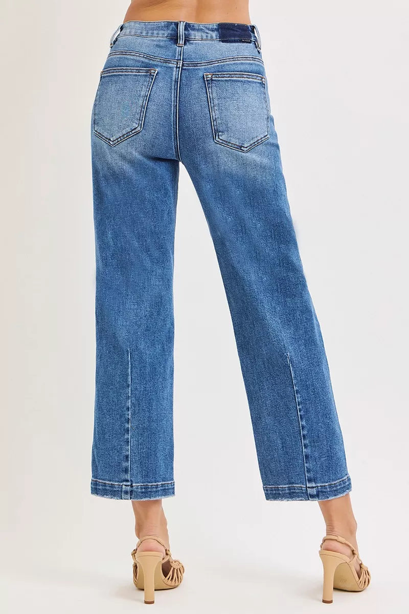RISEN High Rise Crop Boyfriend Tapered Jeans West2East Surf