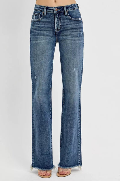 RISEN Full Size Tummy Control High Rise Long Straight Jeans Plus Size Garden Naked Curves