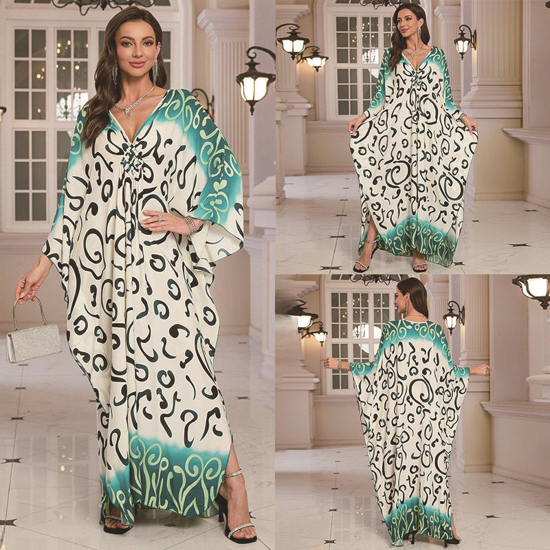 Fashion Personalized Cotton Printed Beach Dress Women Grayceful LLC