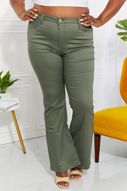 Zenana Clementine Full Size High-Rise Bootcut Jeans in Olive New Era Fashion LLc