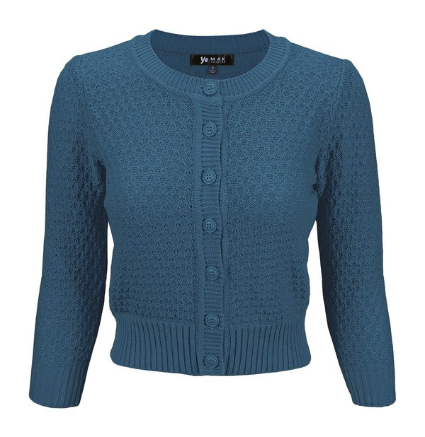 3/4 Sleeve Cute Pattern Cropped Cardigan Sweater Shop Style & More | Fresh Looks, Everyday Deals & Free Shipping
