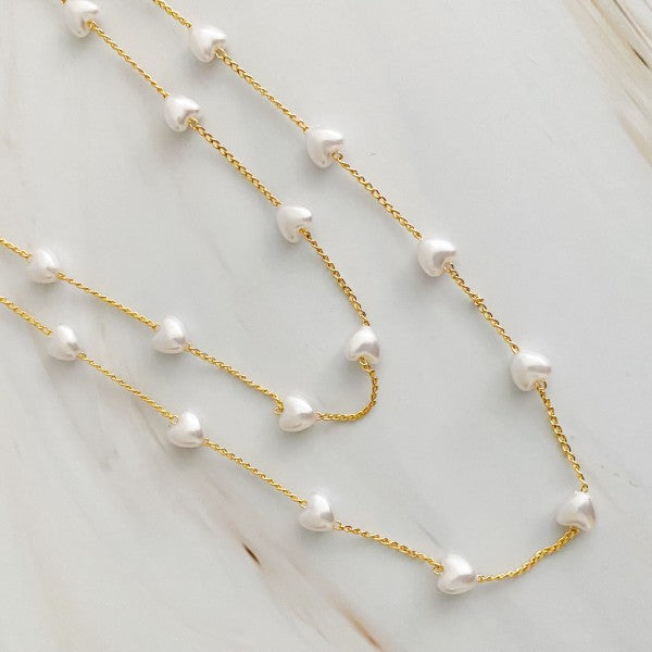 Pearl Heart Long Chain Necklace Shop Style & More | Fresh Looks, Everyday Deals & Free Shipping