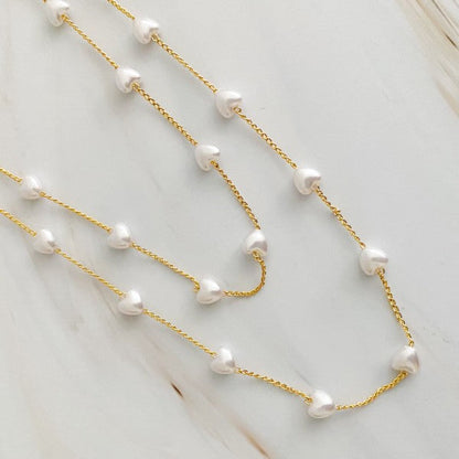 Pearl Heart Long Chain Necklace Shop Style & More | Fresh Looks, Everyday Deals & Free Shipping