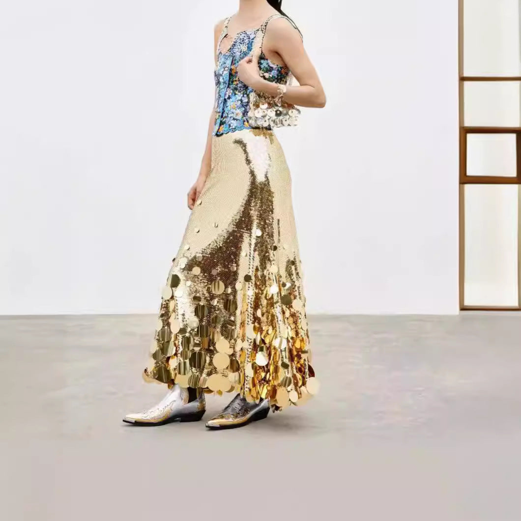 Spring New Party Fashion Plus Size Gongda Sequins Glitter Skirt Grayceful LLC