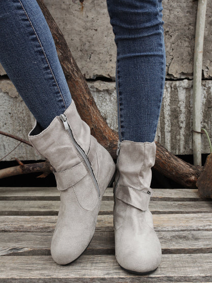1.18inch Inner Height Increase Women's Short Boots with Flat Sole, Buckle Closure, Comfortable, Warm, and Lightweight, Women Shoes NovaCart